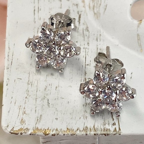 Sterling Silver Star Cubic Zirconia Stud Earrings - Picture 4 of 9